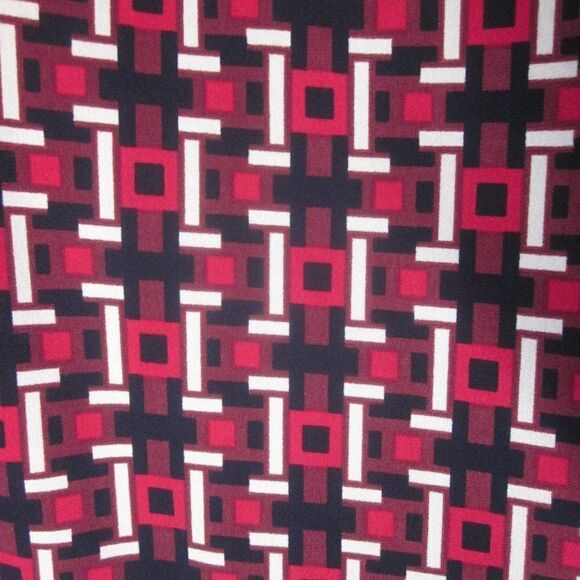 Loft Women Size S Casual Pullover Red Geometric Print Knee Length Dress 38" Bust - Picture 2 of 10